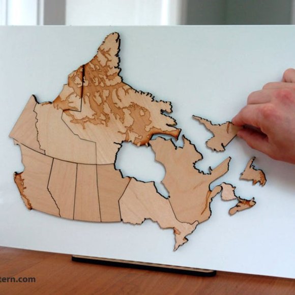Canada Map Puzzle - Birch Plywood - Picture 2 of 2